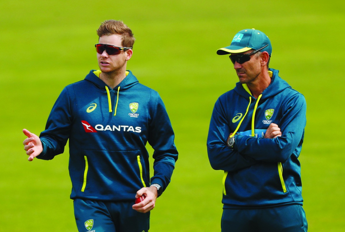 Australia head coach Justin Langer and Steve Smith during nets. (Action Images via Reuters/Lee Smith)  