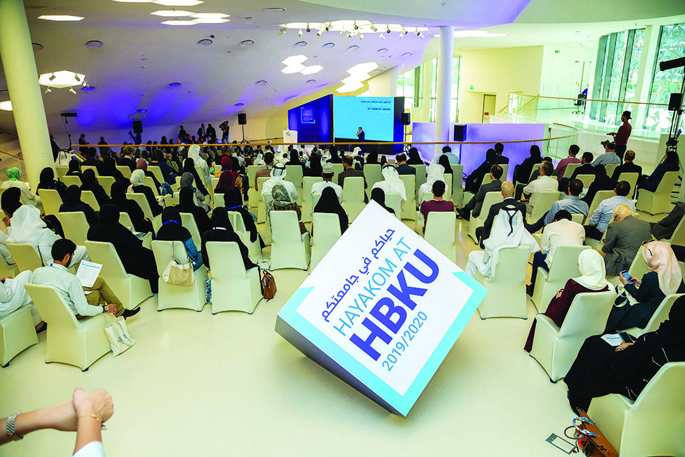 Students attending the Orientation Day for the 2019-2020 academic year at Hamad Bin Khalifa University (HBKU).