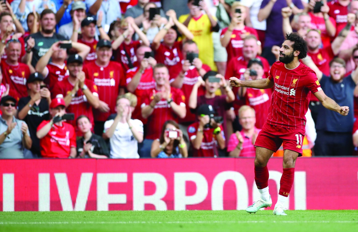Liverpool’s Mohamed Salah celebrates in this file photo. The European champions will join the FIFA Club World Cup Qatar 2019 in the semi-final stage. (Action Images via Reuters/Carl Recin