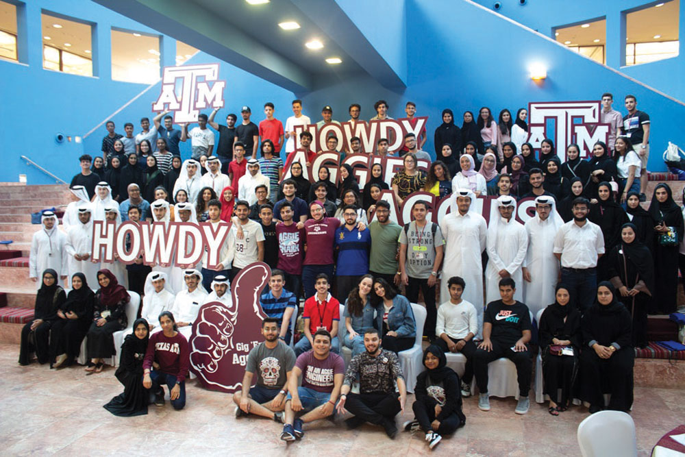  The students of Texas A&M at Qatar pose for a group photo.