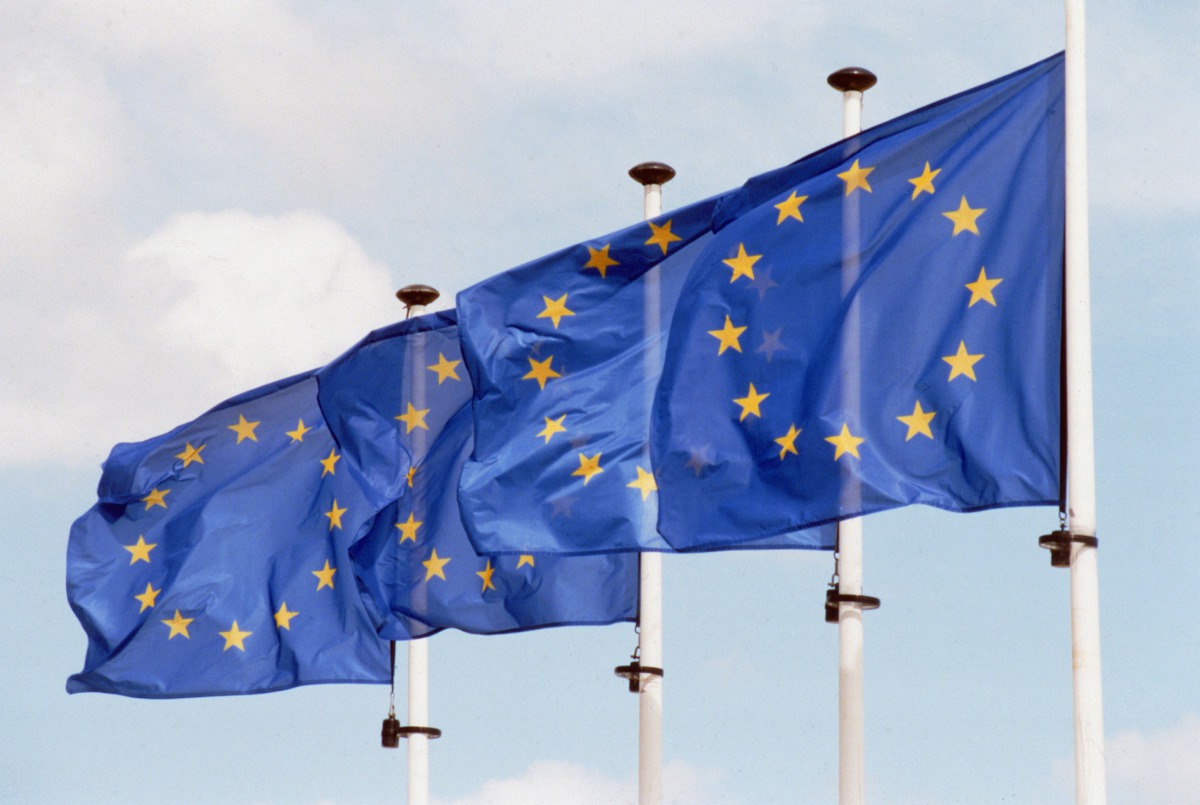 European Union flags are seen in front of the Berlaymont Building in Brussels, Belgium on March 2, 2017. Dursun Aydemir / Anadolu Agency