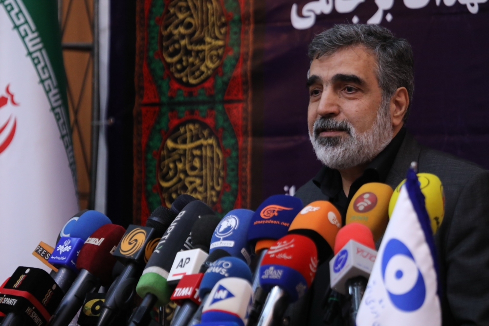 A handout picture released by Iran's Atomic Energy Organization on September 7, 2019, shows spokesman for the organization Behrouz Kamalvandi speaking during a press conference in the capital Tehran. AFP PHOTO / HO / ATOMIC ENERGY ORGANIZATION OF IRAN