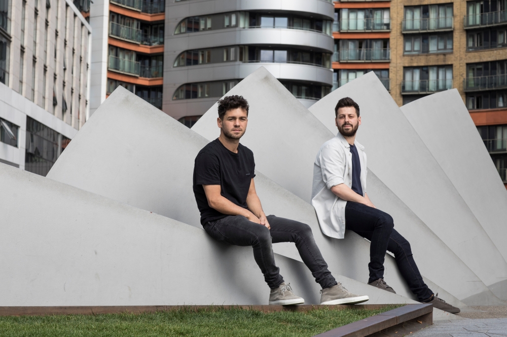 Joel Fruhman, right, and Dan Fruhman, directors of BCB Group pose for a photograph in London, Britain August 29, 2019. REUTERS/Simon Dawson