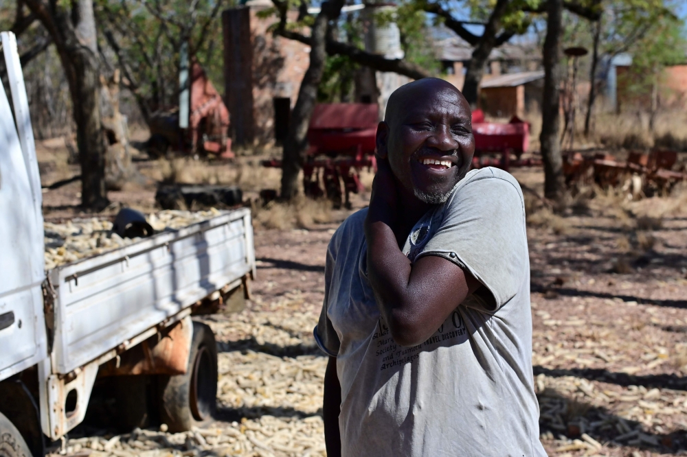Mount Carmel's newly-appointed manager Simon Shema, 60, poses at the farm in Chegutu, a 1200 hectare commercial farm about 107 kilometres southwest of Harare, on September 10, 2019.  AFP / Tony Karumba
 