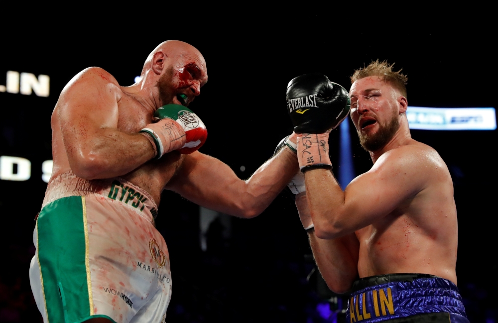 Tyson Fury in action with Otto Wallin, September 14, 2019. REUTERS/Steve Marcus
