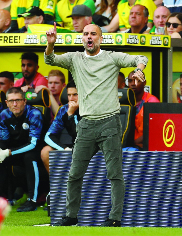 Manchester City manager Pep Guardiola during the match. (Action Images via Reuters/John Sibley) 