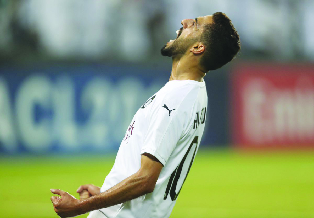Hassan Al Haydos celebrates after scoring Al Sadd’s second goal during the AFC Champions League quarter-final second leg match against Saudi’s Al Nassr, on Monday.
Picture: Twitter/@theAFCCL_ar
