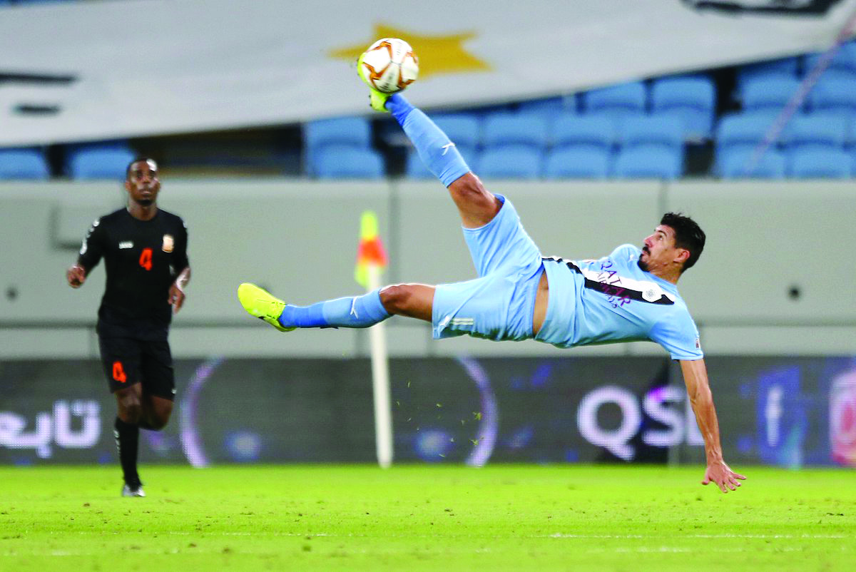 Al Sadd's Algerian striker Baghdad Bounedjah in action during the QNB Stars League round 4 match against Umm Salal at the Al Janoub Stadium, yesterday. Picture: Twitter / @AlsaddSC