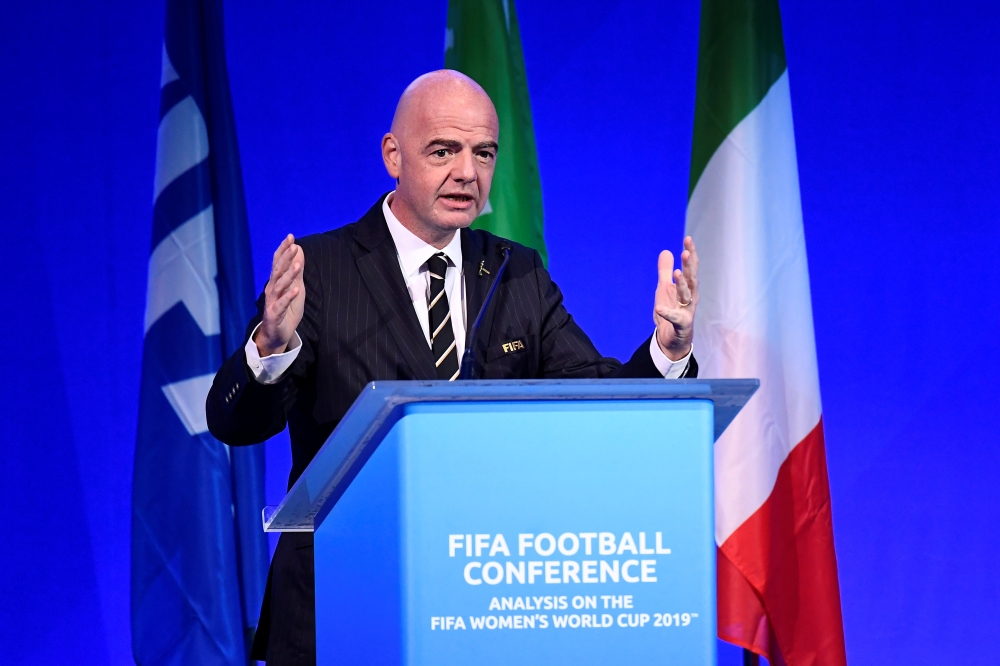  FIFA President Gianni Infantino during the conference. Reuters/Flavio Lo Scalzo