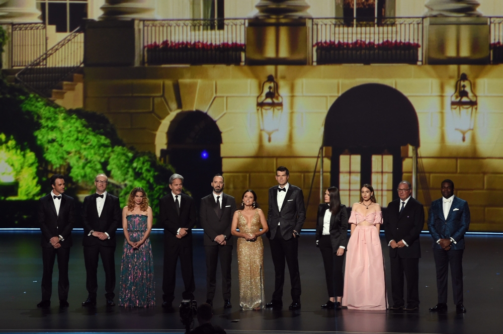Reid Scott, Matt Walsh, Anna Chlumsky, Gary Cole, Tony Hale, Julia Louis-Dreyfus, Timothy Simons, Clea DuVall, Sarah Sutherland, Kevin Dunn, and Sam Richardson appear onstage during the 71st Emmy Awards at Microsoft Theater on September 22, 2019 in Los An