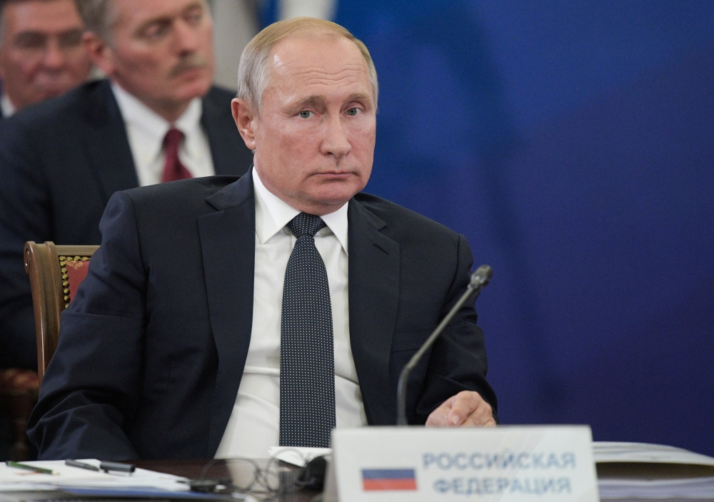 Russian President Vladimir Putin attends a meeting of the Supreme Eurasian Economic Council in Yerevan, Armenia October 1, 2019. Sputnik/Alexei Druzhinin/Kremlin