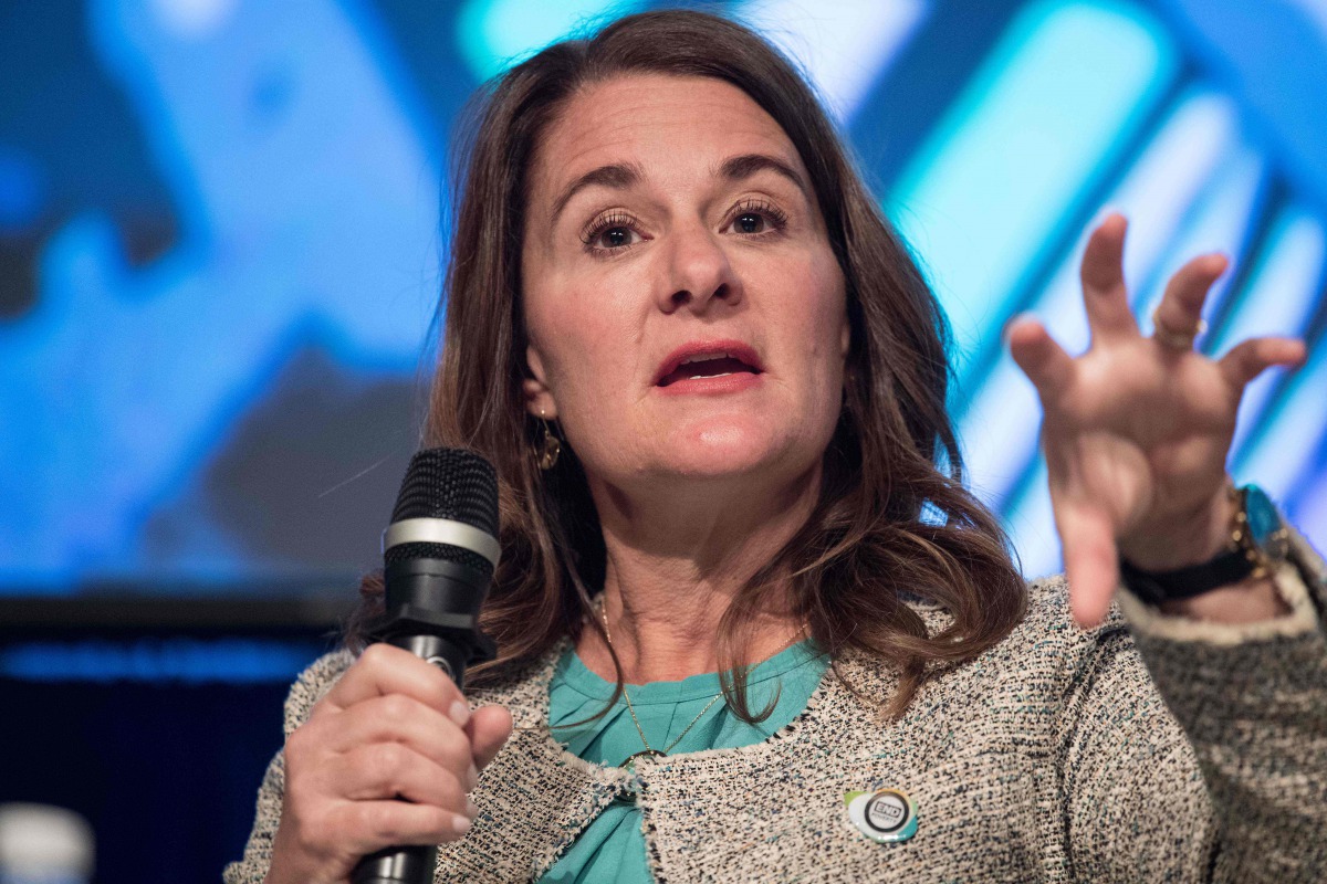 Melinda Gates, co-chair of the Bill and Melinda Gates Foundation at the IMF WB Spring meetings in Washington DC, April 20, 2017.  AFP / Nicholas Kamm