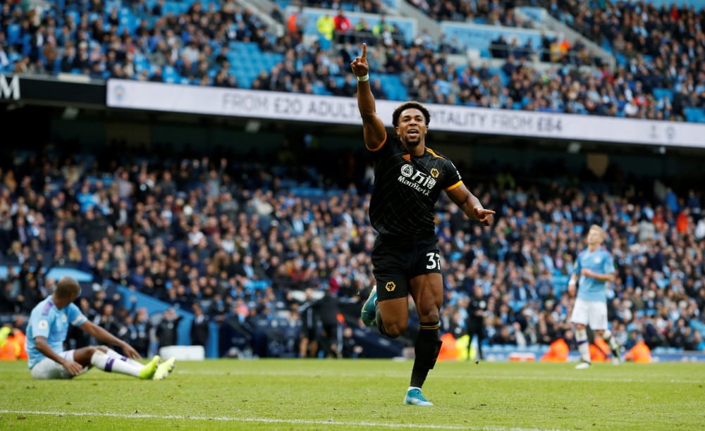 Wolverhampton Wanderers' Adama Traore celebrates scoring their second goal REUTERS/Andrew Yates 