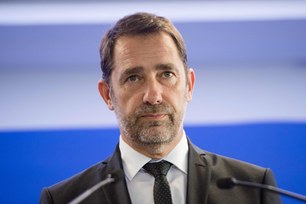 In this file photo taken on September 17, 2019 French Interior Minister Christophe Castaner gives a press conference on September 17, 2019, in Marseille, southern France. / AFP / CLEMENT MAHOUDEAU
 