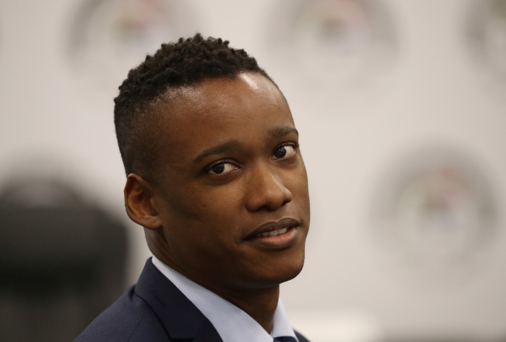 Duduzane Zuma, the son of former South African President Jacob Zuma, looks on before the start of the commission of inquiry probing state capture in Johannesburg, South Africa October 7, 2019. Reuters/Siphiwe Sibeko
 