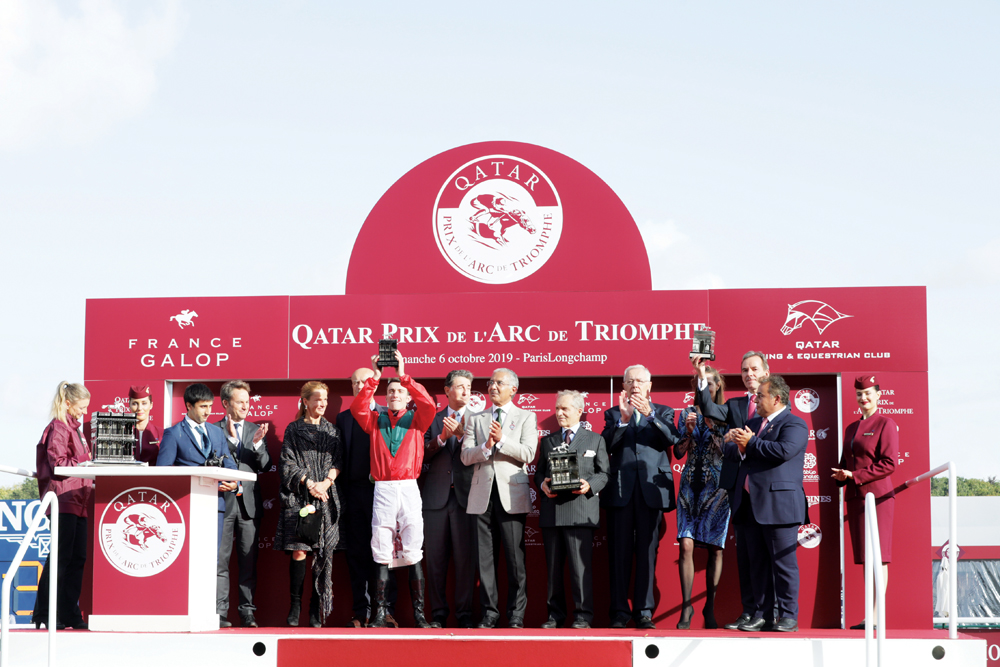 The winners at Qatar Prix de l’Arc de Triomphe 2019. Qatar Airways will be the Official Airline Sponsor of the 2019, 2020 and 2021 editions of the QREC-sponsored Qatar Goodwood Festival and Qatar Prix de l’Arc de Triomphe.