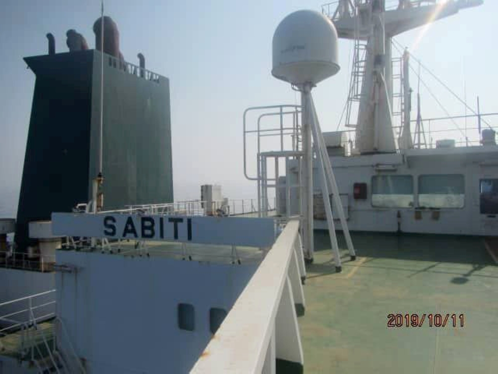 An undated picture shows the Iranian-owned Sabiti oil tanker sailing in the Red Sea.