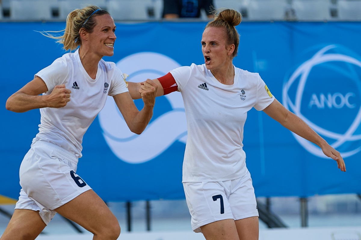 BRA v GBR in Women's Beach Soccer Semifinals at Katara Beach during day five of the 1st ANOC World Beach Games Qatar 2019 (Photo David Aliaga / Laurel Photo Services)