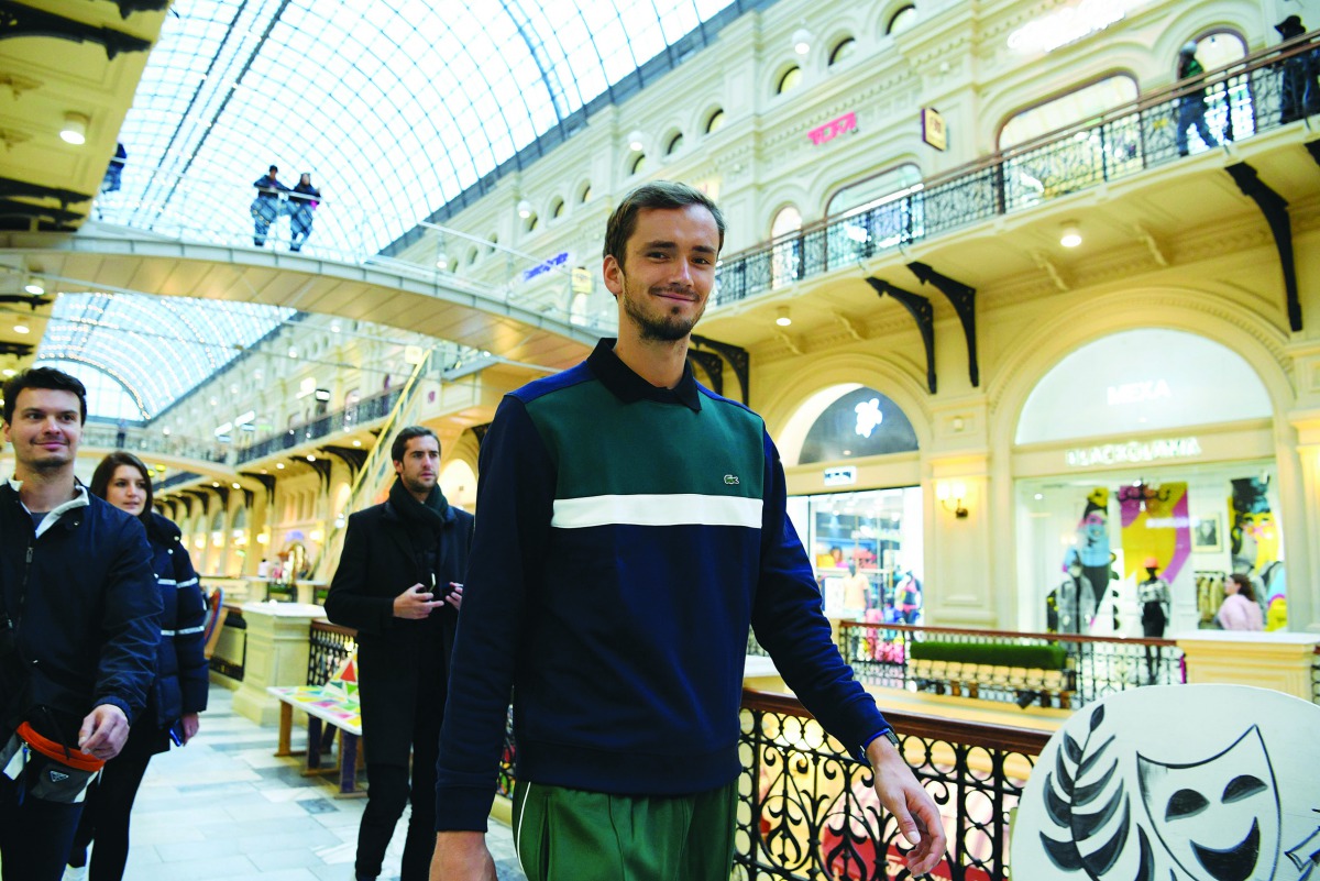 Russia’s tennis player Daniil Medvedev arrives for a meeting with the Russian media at the GUM department store in downtown Moscow. 