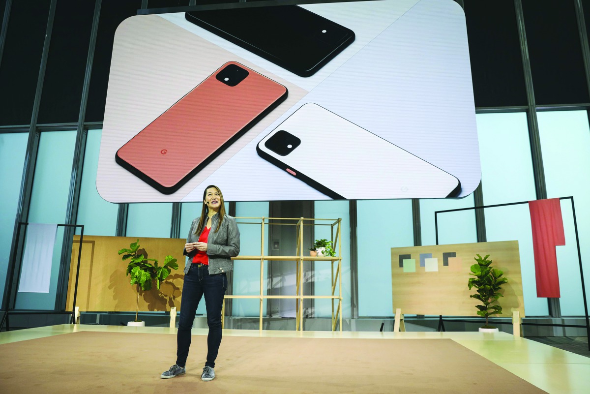  Sabrina Ellis, Google vice president of product management, introduces the new Google Pixel 4 smartphone during a Google launch event on October 15, 2019 in New York City. The new Pixel 4 and Pixel 4 XL phone starts at $799 and will begin shipping on Oct