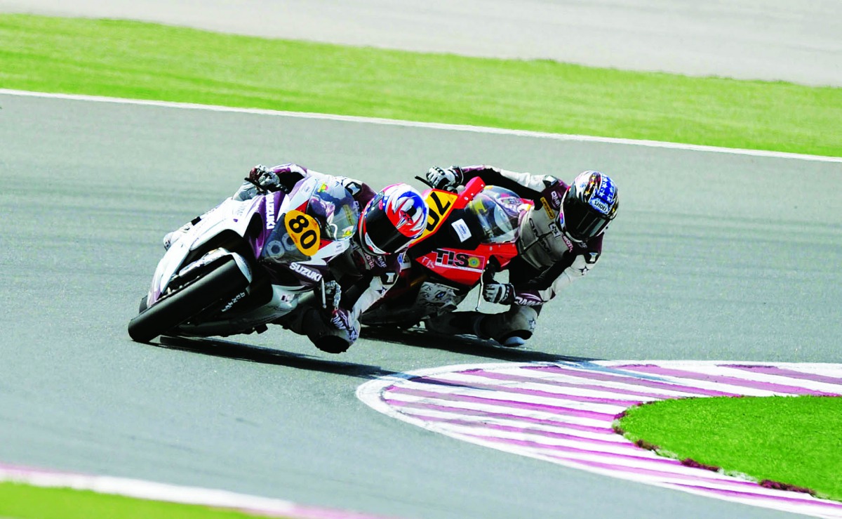 A file picture of riders in action at Losail International Circuit.