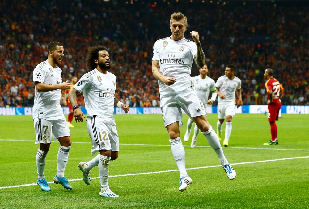 Real Madrid's Toni Kroos celebrates scoring their first goal REUTERS/Kemal Aslan