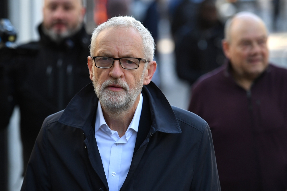 Opposition Labour party leader Jeremy Corbyn leaves his residence in north London on October 28, 2019. British Prime Minister Boris Johnson will make a fresh push on Monday for an early election as EU leaders prepare to back yet another Brexit delay, just