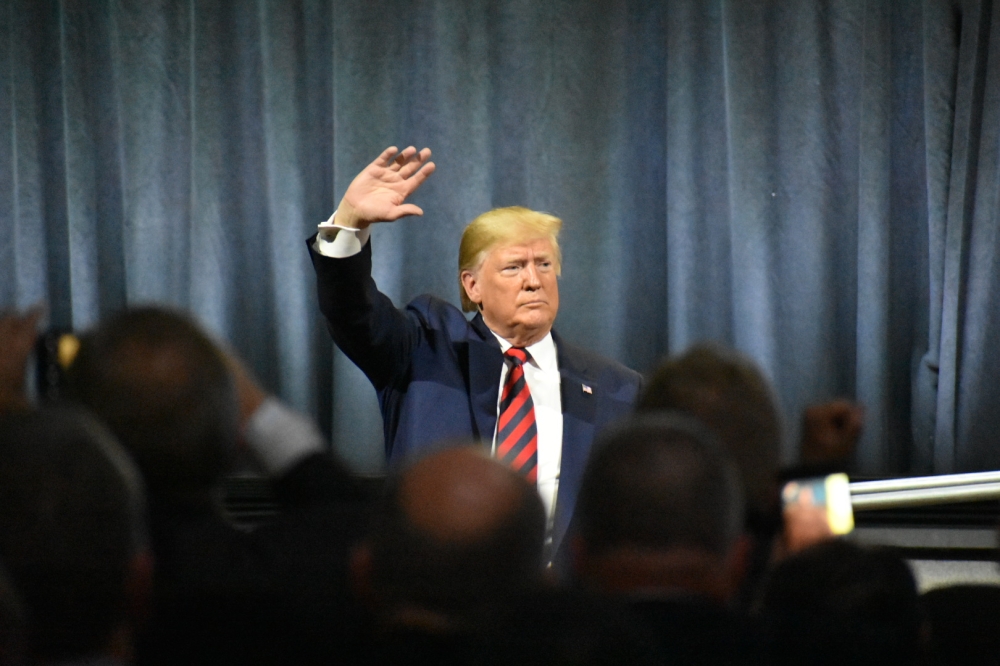  President Donald J. Trump greets the crowd at the International Association of Chiefs of Police Annual Conference and Exposition in Chicago, Illinois, United States on October 28, 2019