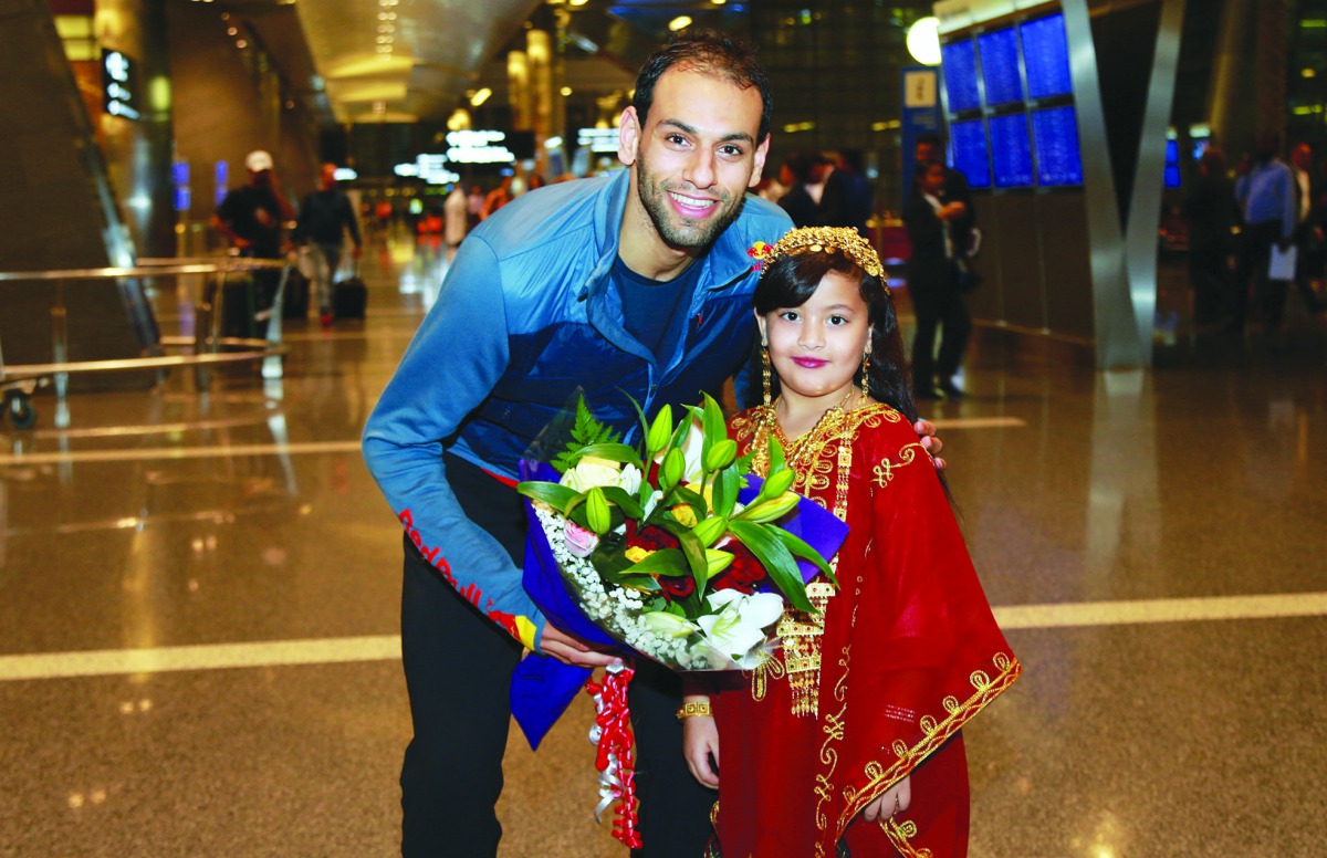 Former World No.1 and 2017 world champion Mohamed El Shorbagy upon arrival in Doha yesterday.