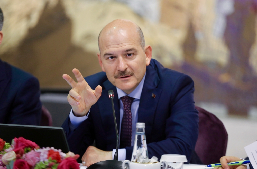 File photo of Turkish Interior Minister Suleyman Soylu speaks during a news conference for foreign media correspondents in Istanbul, Turkey, August 21, 2019. Ahmet Bolat/Pool via REUTERS/File Photo