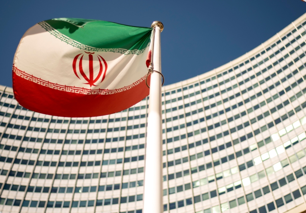 In this file photo taken on September 10, 2018 an Iranian flag flutters outside of the UN headquarters in Vienna. AFP / Joe Klamar
