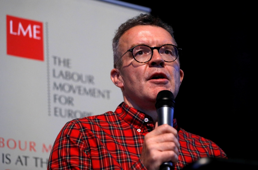 Britain's Deputy Labour Party Leader Tom Watson speaks at The Labour Movement for Europe event during the Labour party annual conference in Brighton, England, September 22, 2019. Reuters/Peter Nicholls