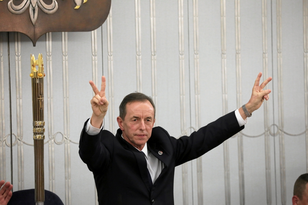 Newly elected Poland's Speaker of the Senate Tomasz Grodzki reacts during first sitting of the Senate, Poland's upper house of parliament in Warsaw, Poland November 12, 2019. Agencja Gazeta/Slawomir Kaminski via Reuters 