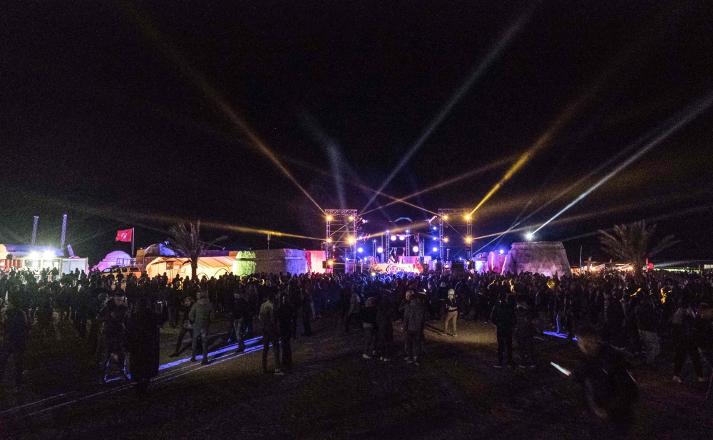 People dance at the electronic music festival 