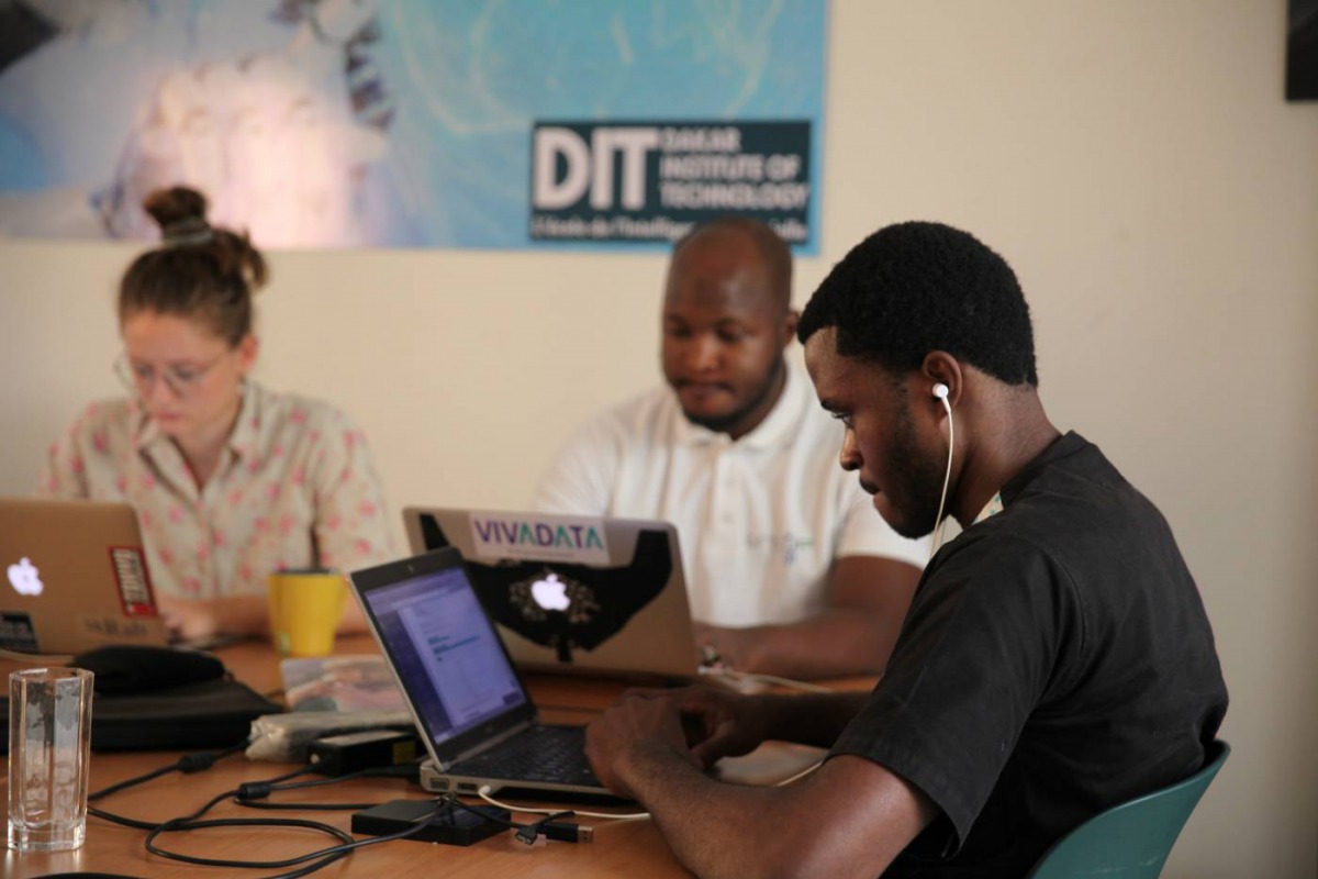 Students take part in an AI programming course at the Dakar Institute of Technology in Dakar, Senegal. November 5, 2019. Thomson Reuters Foundation/Nellie Peyton