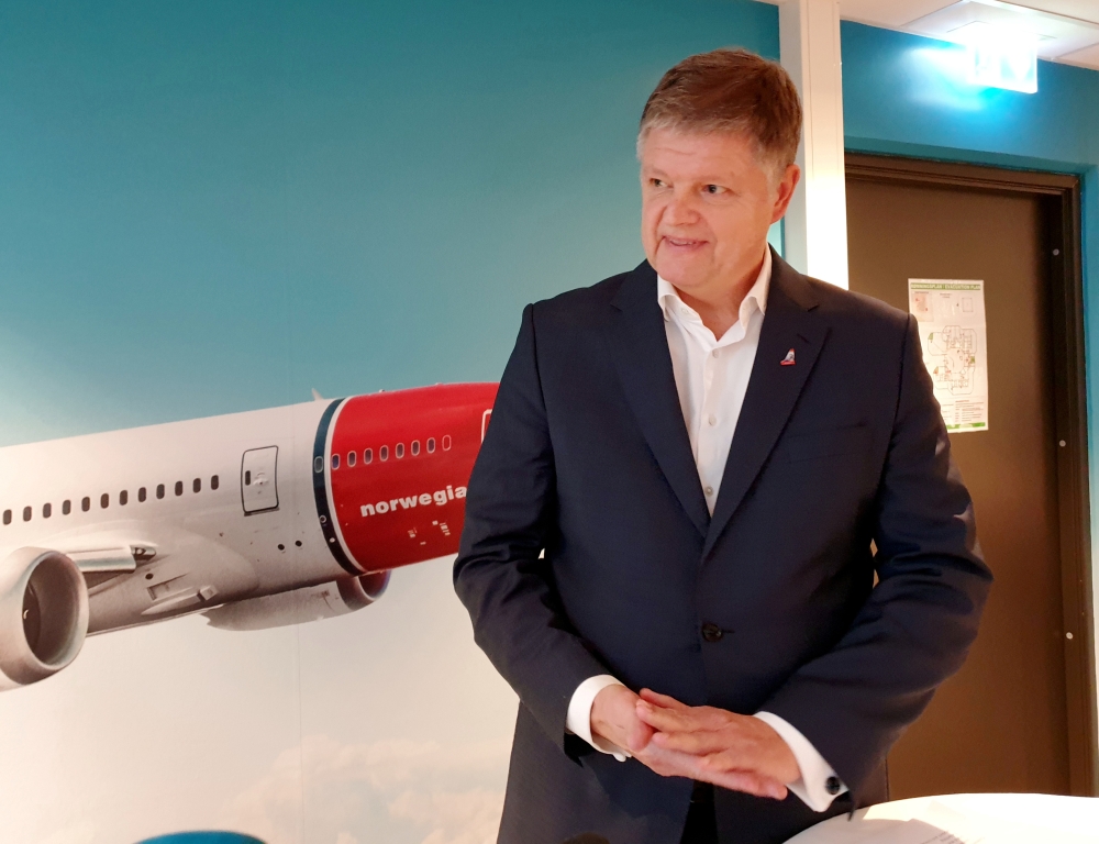 Norwegian Air CEO Jacob Schram speaks to media in Oslo, Norway November 20, 2019. Reuters/Victoria Klesty