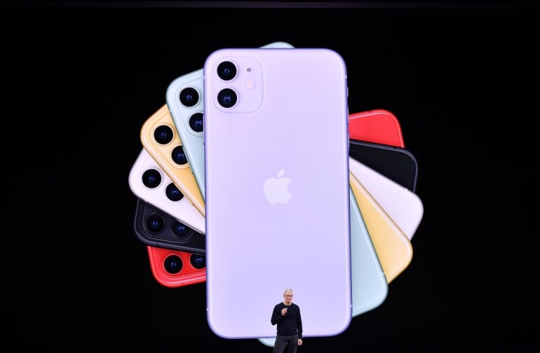In this file photo taken on September 10, 2019 Apple CEO Tim Cook speaks on-stage during a product launch event at Apple's headquarters in Cupertino, California. AFP / Josh Edelson 