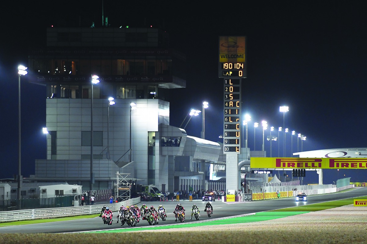 Riders in action during an  earlier edition of the FIM Superbike World  Championship at the Losail International Circuit in this file photo.