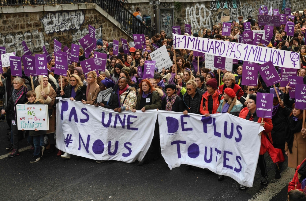 (From5L) French actress Alexandra Lamy, French actress Julie Gayet, French actress Nadege Beausson Diagne, French director and actress Eva Darlan, French senator and former minister Laurence Rossignol, French humorist and activist Muriel Robin, French act