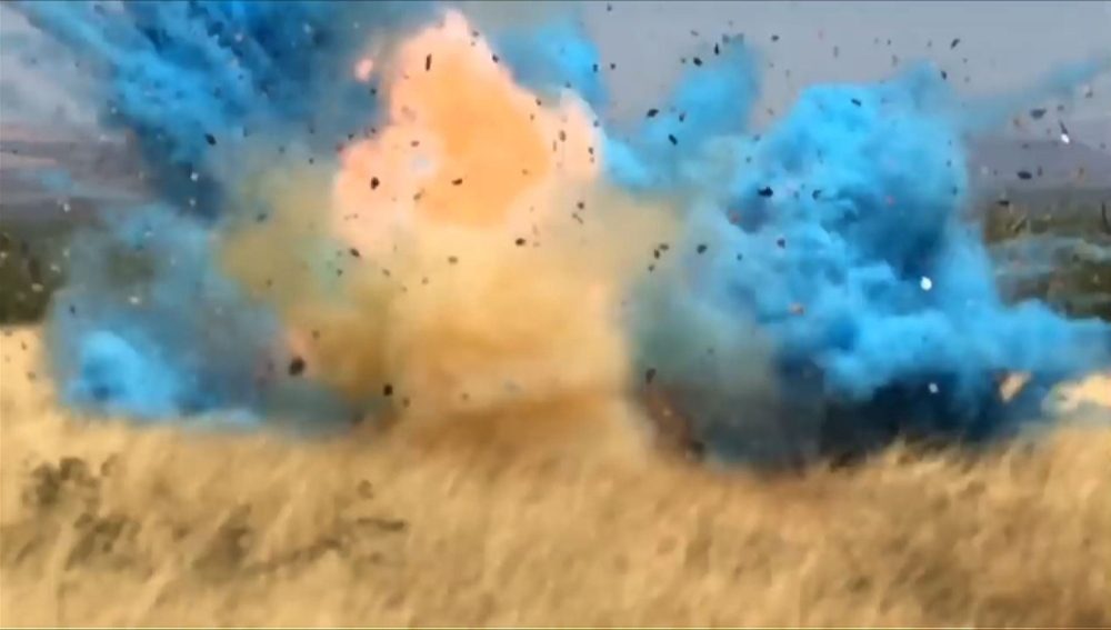 The still images taken from a video provided by the US Forest Service show the moment a gender-reveal party sparked a wildfire in Green Valley, Arizona in April 2017. AFP / US Forest Service