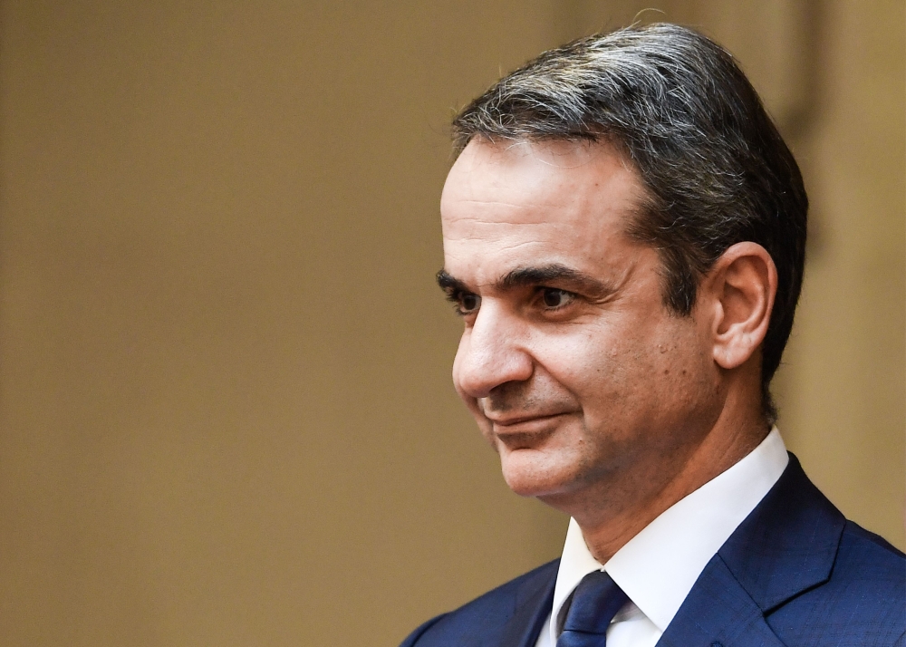 Greek Prime Minister Kyriakos Mitsotakis looks ono upon his arrival for a meeting with his Italian counterpart at Palazzo Chigi on November 26, 2019 in Rome. AFP / Andreas Solaro