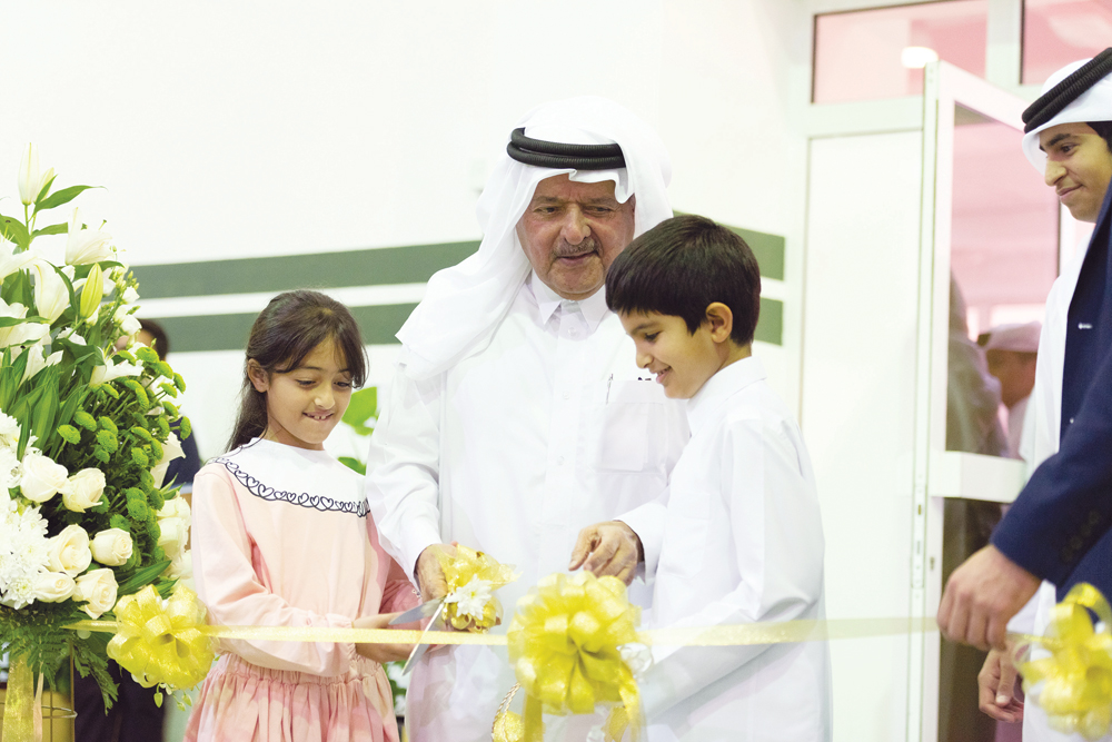 Sheikh Faisal bin Qassim Al Thani inaugurating the 14th Annual College Fair of Gulf English School.