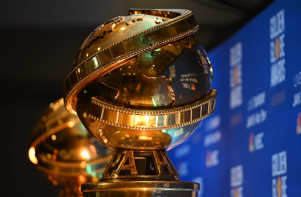 Golden Globe trophies are set by the stage ahead of the 77th Annual Golden Globe Awards nominations announcement at the Beverly Hilton hotel in Beverly Hills on December 9, 2019. / AFP / Robyn BECK 