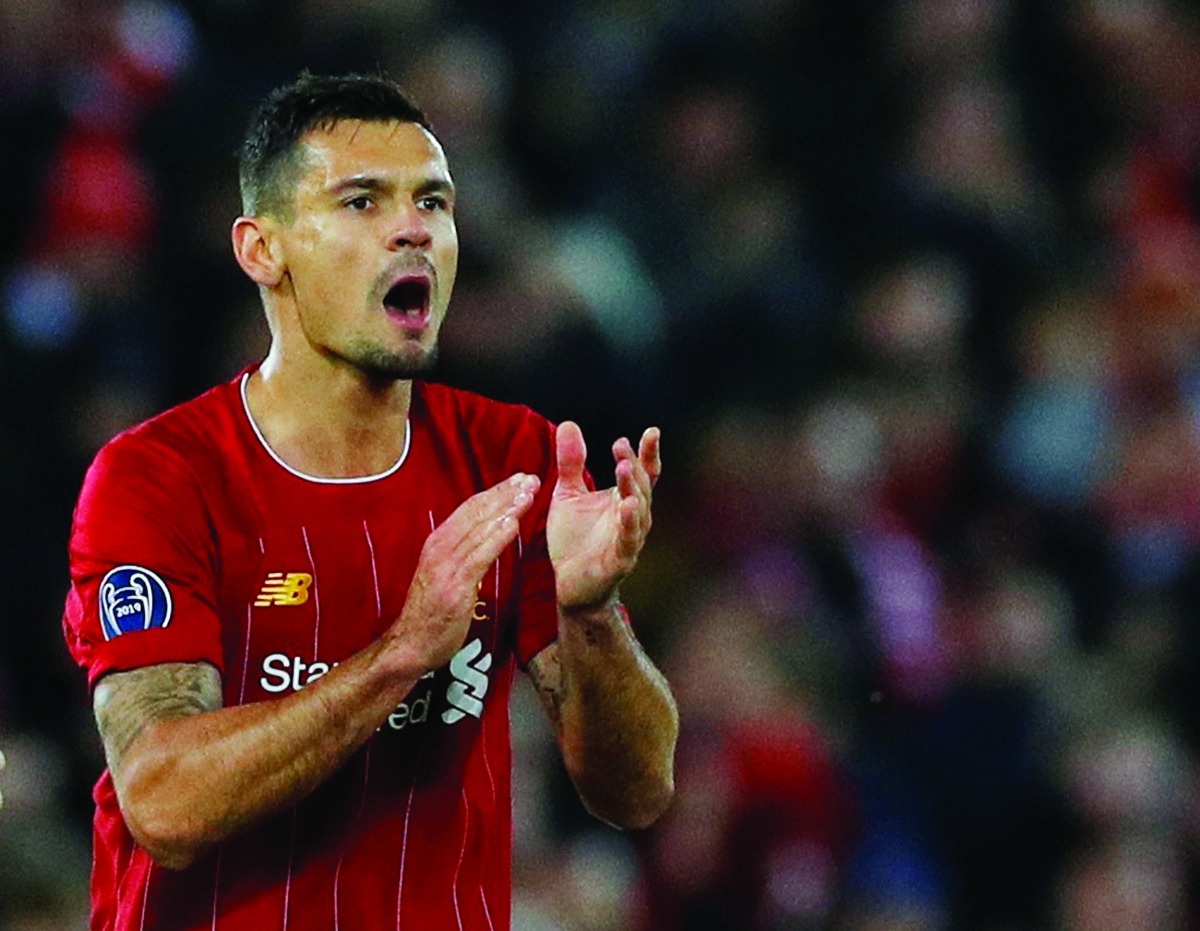 Liverpool's Dejan Lovren celebrates scoring their first goal in a Champions League Group E match between Liverpool vs Napoli, Anfield, Liverpool, Britain, November 27, 2019.  Reuters/Phil Noble