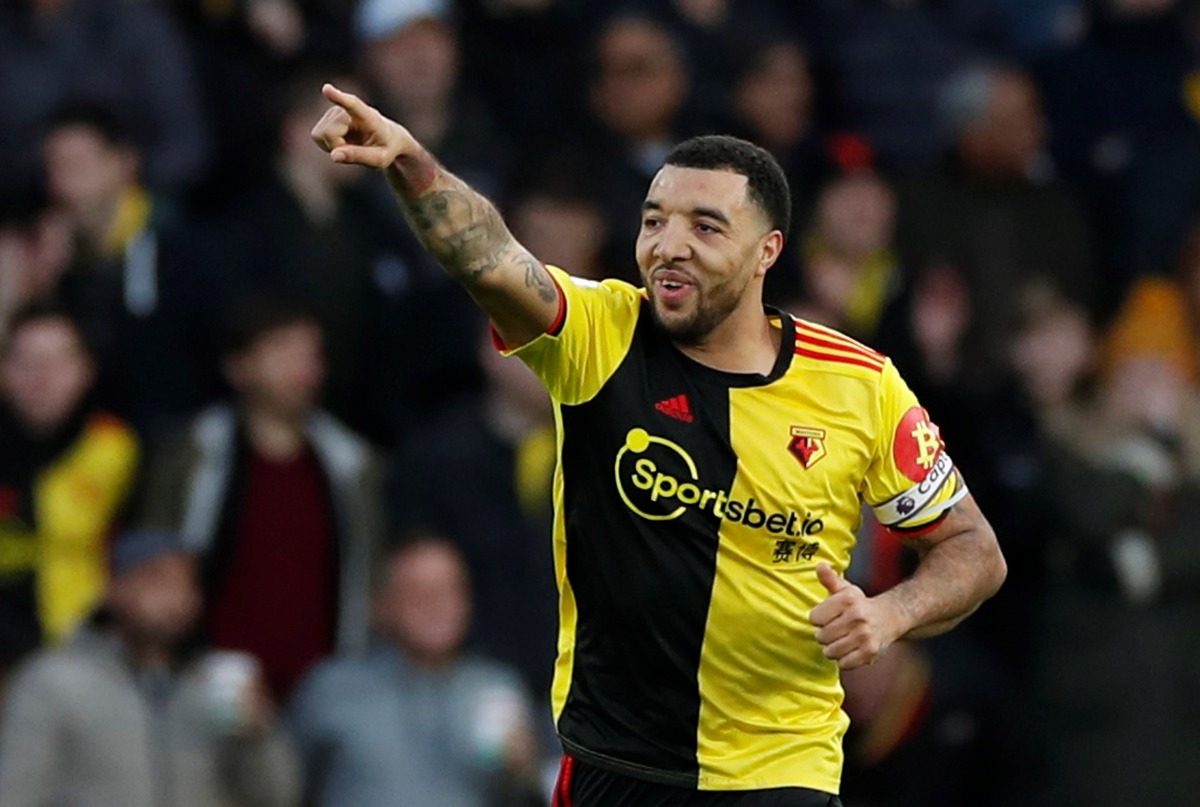 Watford's Troy Deeney celebrates scoring their second goal from the penalty spot. Action Images via Reuters/Paul Childs