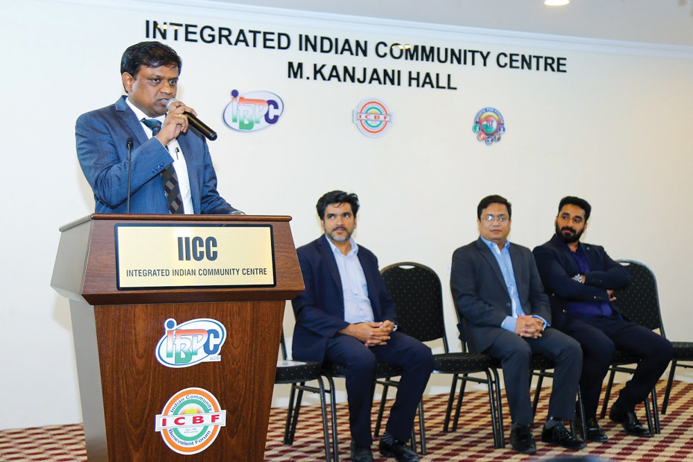 Acting President, Mahesh Gowda, speaking during the event.