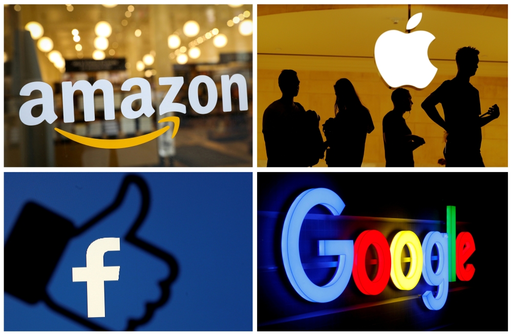 The logos of Amazon, Apple, Facebook and Google are seen in a combination photo from Reuters files