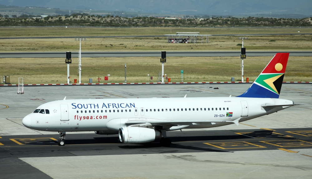 South African Airways (SAA) Airbus A320-200 aircraft is pictured after landing at Cape Town International Airport in Cape Town, South Africa December 9, 2019. REUTERS/Sumaya Hisham/