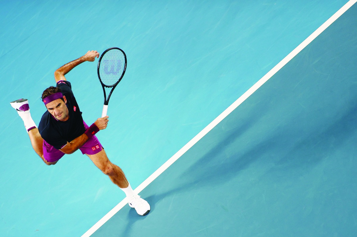Switzerland's Roger Federer in action during the match against Serbia's Filip Krajinovic. Reuters/Kai Pfaffenbach