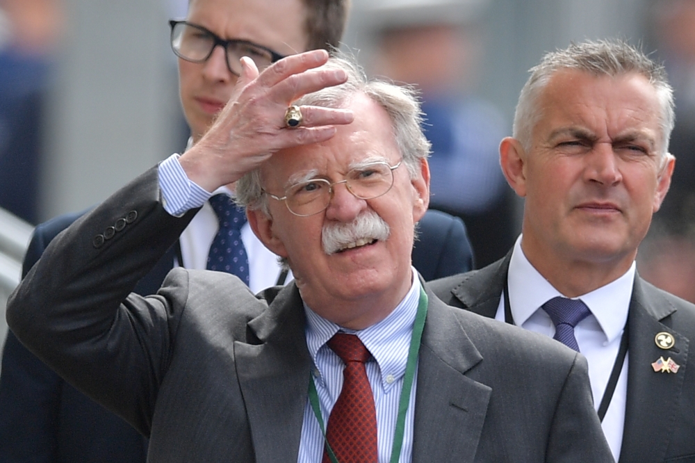 In this file photo taken on June 5, 2019 US National Security Advisor John Bolton arrives to attend an event to commemorate the 75th anniversary of the D-Day landings, in Portsmouth, southern England. (AFP / Daniel LEAL-OLIVAS)